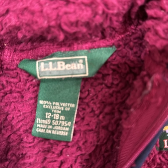 L.L. bean burgundy baby and toddler Hi-pile fleece Jacket size 12 - 18 months - Picture 5 of 9